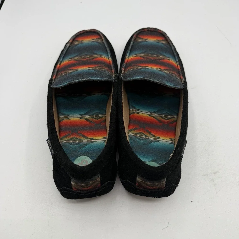 Pendleton Santillo Sunset Slippers Mens‎ 8 Black Aztec Slip On Comfort Moccasins